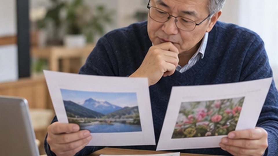 두 AI 답변을 같은 조건에서 검토하는 사용자가 책과 원문을 대조하는 장면