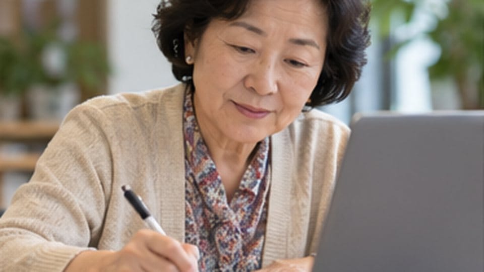 질문을 만들고 답변을 고치는 학습자가 노트에 질문을 적는 장면