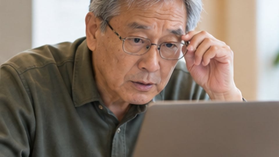 질문을 만들고 답변을 고치는 학습자가 노트북 답변을 읽고 있는 장면