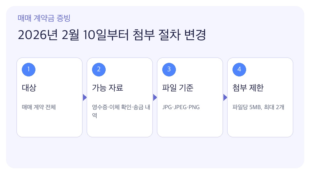 2026년 2월 10일부터 매매 계약금 증빙 첨부 기준