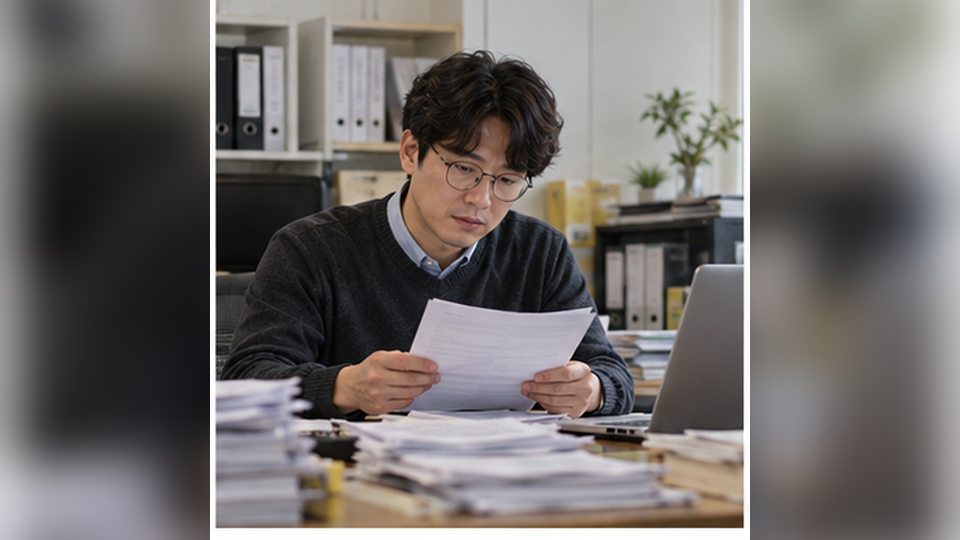 세금계산서 발행방법 세금계산서 관련 자료를 정리하는 점주