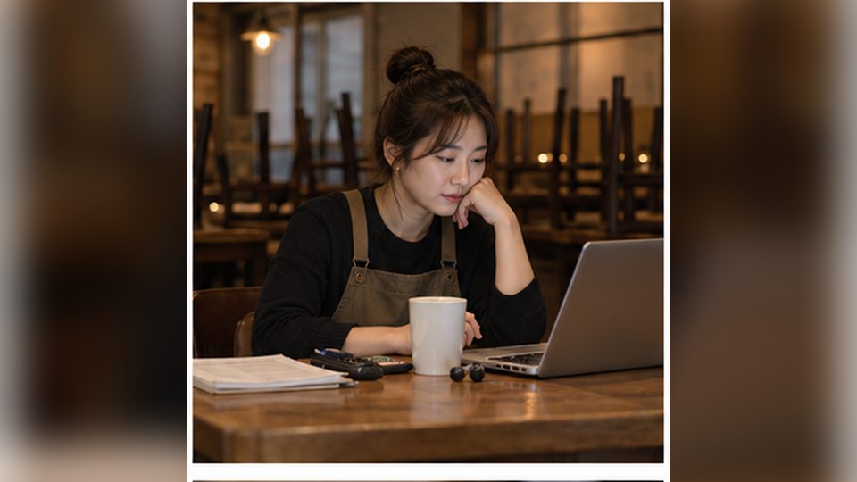 세금계산서 발행방법 영업을 마친 뒤 장부를 확인하는 점주